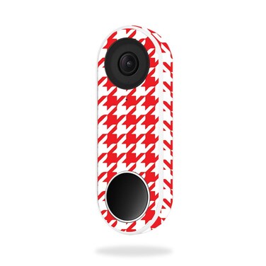 MightySkins Skin Compatible with Nest Hello Video Doorbell - Red Houndstooth   Protective, Durable, and Unique Vinyl Decal wrap Cover   Easy to Apply, Remove, and Change Styles   Made in The USA