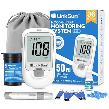 G-425-1 Blood Glucose Monitor Kit, 50 Test Strips, 50 Lancets, 1 Control Solution, 1 Blood Sugar Monitor, 1 Lancing Device, Diabetes Testing Kit, No Coding, Glucometer for Home Use