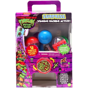 Teenage Mutant Ninja Turtles Surprise Vending Machine Activity, 25-Pieces, Stickers, Temporary Tattoos, Kids Toys for Ages 3 Up