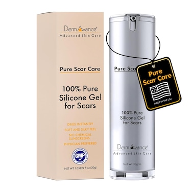 Pure Scar Care Medically Graded Silicone Gel for Scars, Surgical Scars, and Face - Silicone Cream for Scars, Silicone Scar Gel - Reliable Scar Management - 1.05822 fl oz (30g), Clear