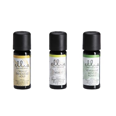 Ellia Essential Oil Set, Breath Deep, with Peppermint, Open Up Blends and Fight It Blends. 3 Pack Essential Oil Kit to Help Ease Breathing. 10ml Each, by Homedics