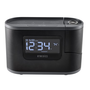 Homedics SoundSleep Recharged Alarm Clock &amp; White Noise Sound Machine, 6-in-1 Projection Alarm Clock and Sleep Sound Machine, 8 Nature Sounds and Indoor Temperature Sensor, Auto-Off Timer