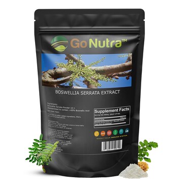 Go Nutra Boswellia Serrata Extract Powder 10:1 Strength 65% Boswellic Acid Frankincense Supplement Joint Support - 8 oz.