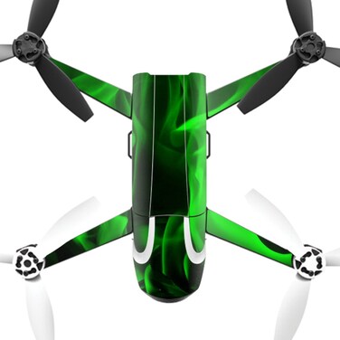 MightySkins Skin Compatible with Parrot Bebop 2 - Green Flames   Protective, Durable, and Unique Vinyl Decal wrap Cover   Easy to Apply, Remove, and Change Styles   Made in The USA