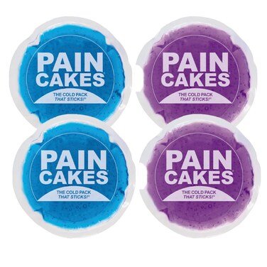 PAINCAKES Reusable, Sticks to Body Round Cold Pack, Mini, 2 Count, Purple and Blue, Small Ice Packs, Perfect for Injuries, and Small Areas, Latex-Free Cold Compress