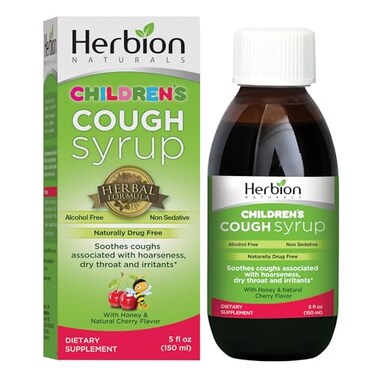 Cough Syrup for Children, 5 FL Oz, Good Tasting Supplement with Natural Honey &amp; Cherry Flavor, Helps Relieve Cough, Promotes Healthy Lung Function, For Kids 13 Months and Above