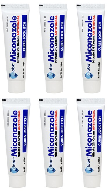 Miconazole Globe (6 Pack) 2% Nitrate 2% Antifungal Cream, Cures Most Athletes Foot, Jock Itch, Ringworm and More. 1 OZ Tube