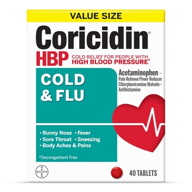 Coricidin HBP Tablets Cold &amp; Flu 40ct
