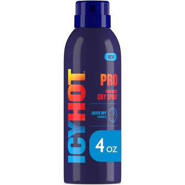 Icy Hot PRO Pain Relief Dry Spray 4-oz. Bottle, Quick Drying Formula with Menthol &amp; Camphor