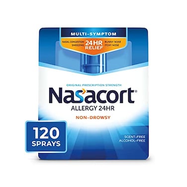 Nasacort 24HR Allergy Nasal Spray for Adults, Non-drowsy &amp; Alcohol Free, 120 Sprays, 0.57 fl. oz.