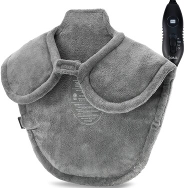 DMI XL Plush Micro-Fleece Neck and Shoulder Heating Pad, Contoured Heat Therapy Sooths Stiff and Tired Muscles, 2-Hour Auto Shut-Off, 3 Heat Settings, FSA and HSA Eligible