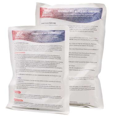 DMI Hot &amp; Cold Reusable Gel Compress, Microwavable, Relieves Swelling and Pain, Increases Blood Flow, Warms Cold Hands &amp; Feet, Ideal for Emergency First Aid, Pack of 2, One Small and One Large Pack