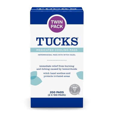 TUCKS Medicated Cooling Pads, 200 Count - Witch Hazel Pads for Sensitive Areas, Cleanse and Protect from Irritation