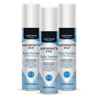 Summer's Eve Baby Powder Daily Gentle Feminine Spray, 2 oz, 3 Pack