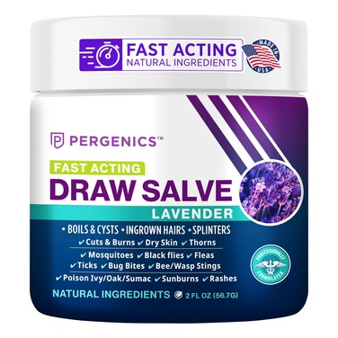 Pergenics Drawing Salve Ointment with Natural Lavender Herbal Extract for ingrown Hair, Boil &amp; Cyst, Splinter Remover, Bug and Spider Bites, bee Sting, Mosquito bite Itch, Poison Ivy, 2 oz (1 Pack)