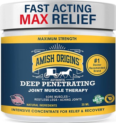 Amish Origins Pain Relief Ointment 1 oz Maximum Strength All Natural Discomfort Reliever for Joint, Muscle, Knee, Back, Neuropathy