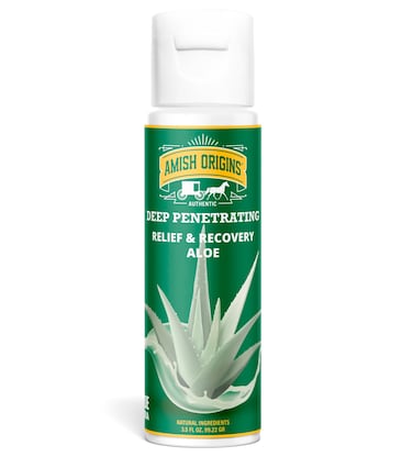 Amish Origins Deep Penetrating Joint &amp; Muscle All Natural Therapy Aloe Cream 3.5 oz Pump, with Aloe for Sore Muscle Shooting, Mosquito Bites Itching