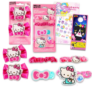 Hello Kitty Hair Accessories Set for Kids - Bundle with Hello Kitty Hair Scrunchie, Hair Bows, Stickers, and More   Hello Kitty Accessories for Girls