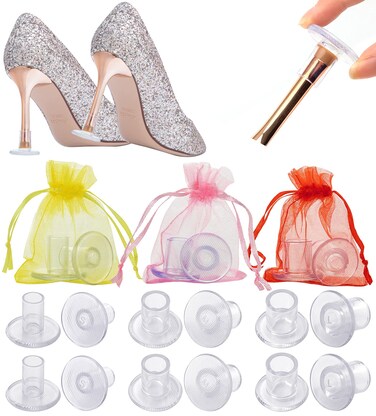 6 Pairs Heel Protectors for Grass - 3 Sizes High Heel Protectors, Clear Heel Stoppers for Grass Heel Stoppers for Walking on Grass and Uneven Floor