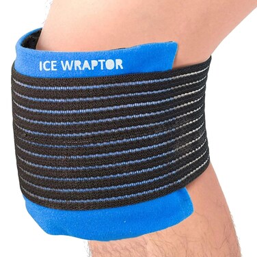 ICE WRAPTOR Ice Wrap for Knee, Elbow, Joints -Cool Relief Ice Pack, Lightweight &amp; Portable, Long Lasting, Versatile for Cyclists, Runners, Coach. Universal, Blue, Includes 2 Reusable Cold Packs