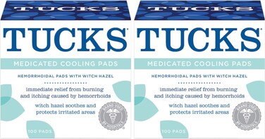 Tucks Medicated Hemorrhoid Cooling Pads. 100 Pads Each (Pack of 2)