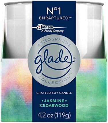 Glade Crafted Soy Candle, Air Freshener, Enraptured, Jasmine Cedarwood, 4.2 oz