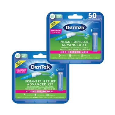 DenTek Instant Oral Pain Relief Maximum Strength Kit for Toothaches   50-Count per pack   2-Pack