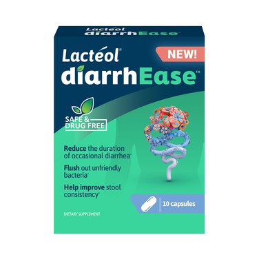 DiarrhEase- a Safe, Drug Free and Clinically Tested Postbiotic Strain That Helps Soothes Occasional Digestive Upset and Shortens The Duration of Occasional Diarrhea, 10 Count