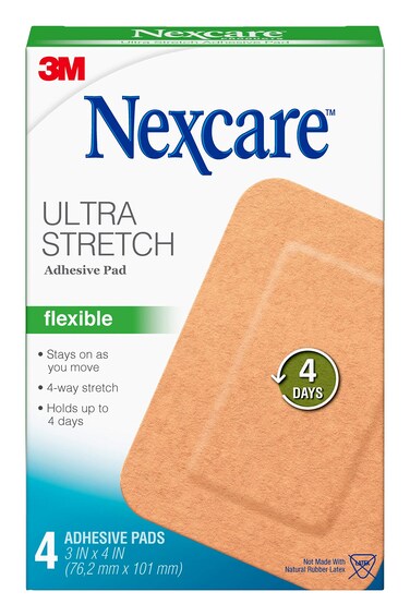 Nexcare Ultra Stretch Adhesive Pads, 3 x 4 in, 4 Count