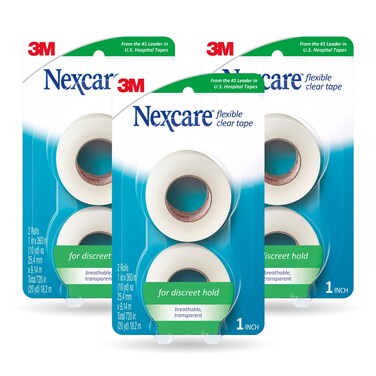 Nexcare Flexible Clear Tape, Its Clear, Stretchy Design Conforms to Hard to Tape Areas, Dispenser