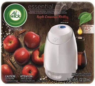 Air Wick Essential Mist, Essential Oils Diffuser, (Diffuser + 1 Refill), Apple Cinnamon Medley, Fall scent, Fall spray, Air Freshener, Packaging May Vary