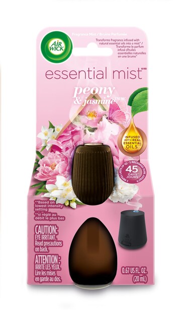 Air Wick Essential Mist Refill, 1 ct, Peony and Jasmine, Essential Oils Diffuser, Air Freshener