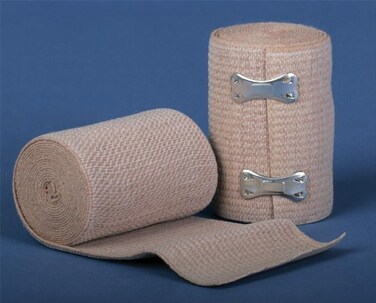 Medline Soft-Wrap Elastic Bandages, Nonsterile, 4" x 5 yd., Beige, with Clips - Ideal for Medical Professionals, 1 Count