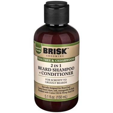 Brisk Beard Grooming Shampoo, Tea Tree &amp; Cedarwood, 5.1 Oz