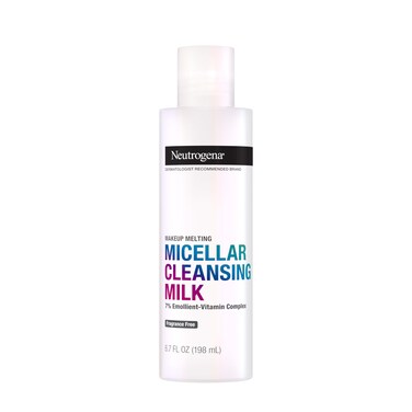 Neutrogena Makeup Melting Nourishing Micellar Milk with 7% Emollient-Vitamin Complex, Soothing Fragrance-Free Eye, Lip &amp; Face Makeup Remover for Sensitive &amp; Dry Skin, Oil-Free, 6.7 fl. oz