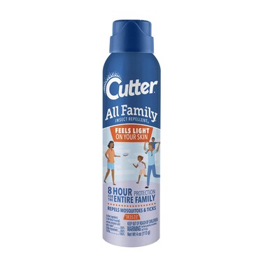 Cutter All Family Insect Repellent, 4 Ounces, [DEET-Free] Alternative Lightweight Aerosol Spray Repels Mosquitoes and Ticks for Up to 8 Hours of Complete Protection for The Entire Family