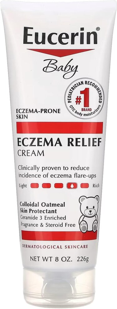 Eucerin Baby Eczema Relief Body Cream, Fragrance Free Baby Eczema Cream with Colloidal Oatmeal, Ceramide-3 and Licorice Root Extract, 8 Oz Tube