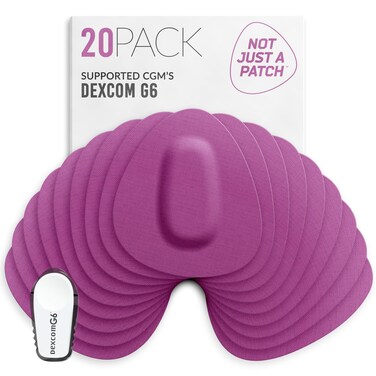 Not Just A Patch Dexcom G6 Adhesive Patches (20 Pack) - Dexcom G6 Stickers Adhesive Patches for Skin - Water Resistant Dexcom Overpatch G6 for Active Lifestyle 10-14 Days - Purple