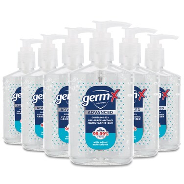 Germ-X Advanced Hand Sanitizer, Non-Drying Moisturizing Clear Gel, Instant and No Rinse Formula, Pump Bottle, 8 Fl Oz (Pack of 6)