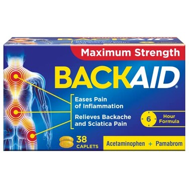 Backaid Max Relief Caplets, Aspirin-Free Pain Relief from Backache, Sciatica and Leg Pain, Long-Lasting 6 Hour Formula, Analgesic/Diuretic, 38 Count