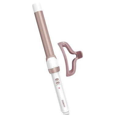 Conair Double Ceramic 1-inch Curling Wand with Bonus Claw Clip, Straight Wand Produces Flawless Waves