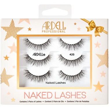Ardell Naked 420 Lashes Holiday Gift Set - Natural-Looking False Eyelashes, Lightweight and Comfortable, 3-Pair, 1 Pack