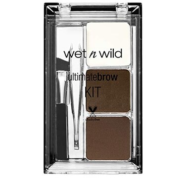 wet n wild Ultimate Eyebrow Makeup Kit, Long-Lasting Matte Brow Powder, Tweezers, Wax &amp; Brush, Built-In Mirror, Purse-Friendly Compact - Dark Brown