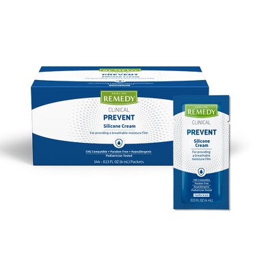 Medline Remedy Clinical Silicone Cream, 144 Packets (0.13 fl oz), Vanilla Scent, Breathable Film, Soothing, Moisturizing, Nourishing, Hydrating Skin Care, For Cracked, Chapped, Sensitive Skin