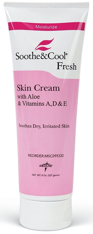 Medline Remedy Essentials Skin Cream, (8 oz Tube), Fresh Scent, Moisturizer, Hydrating, Dry Skin Care, Aloe, Vitamins A, D &amp; E, Dimethicone, Hypoallergenic, Body Lotion, Men, Women, Elderly