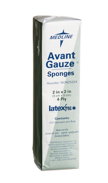 Medline Avant Gauze, Non-Sterile Sponges, 2" x 2", 4-Ply, Pack of 200
