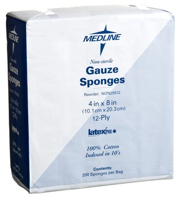 Medline NON25212H Woven Non-Sterile Gauze Sponges, 2"x2" (Pack of 200)