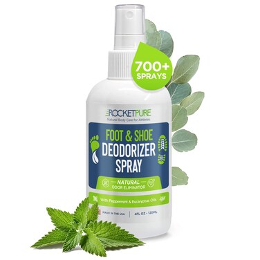 Natural Foot &amp; Shoe Deodorizer Spray - Foot Spray for Smelly Feet &amp; Shoe Spray for Smelly Shoes - Removes, Controls &amp; Prevents Odors - Made with Essential Oils - Made in USA (Mint, 4oz)
