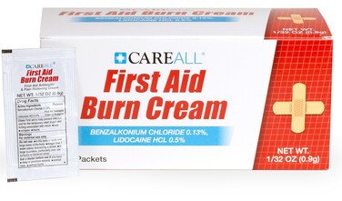 CareAll First Aid Burn Cream 0.9g Packets (Pack of 144) Pain Relieving First Aid Cream for Temporary Relief of Pain from Minor Burns, Cuts, and Scrapes with Benzalkonium Chloride and Lidocaine HCI