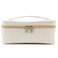 SoYoung Beauty Poche - Cosmetic Bag &amp; Makeup Organizer for Travel, Three-Tiered, Linen/Cotton Exterior, Removable Tray, Machine Washable - Sand &amp; Stone Beach Stripe